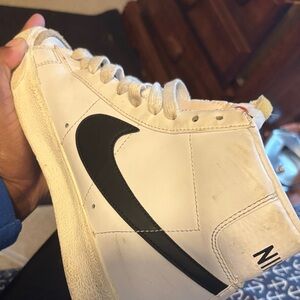 Nike White High-Tops with Black and Green Accents